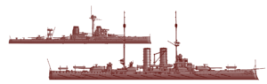 Two WW1 Battleships in red